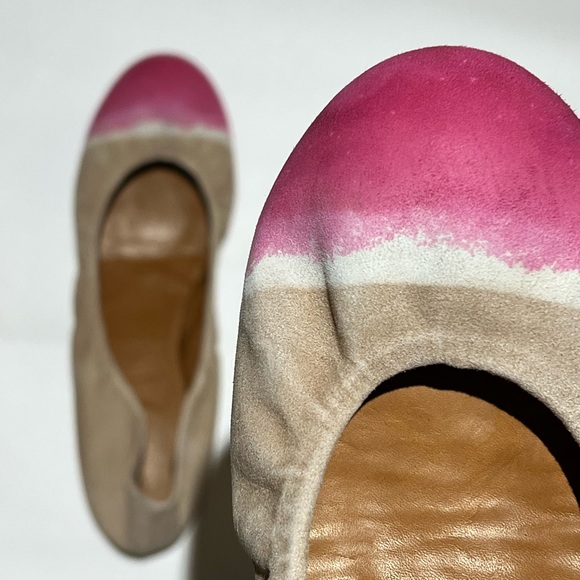 NWOT Leifnotes suede pink/beige watercolour dip dyed ballet flats,made in Italy. - Picture 7 of 16